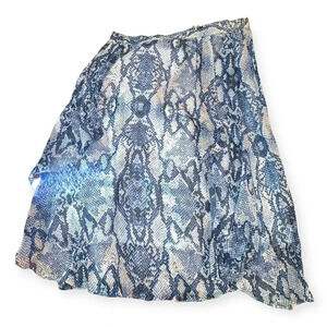 Vintage y2k Jaclyn Smith Blue Flowy Snakeskin Print Midi Skirt